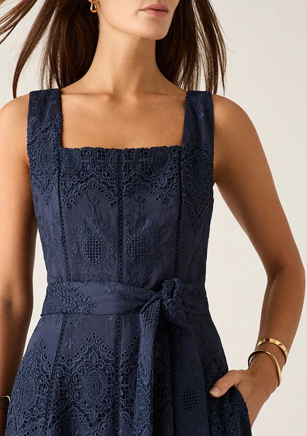 Mariana Embroidery Midi Dress - The Poolclub Monaco