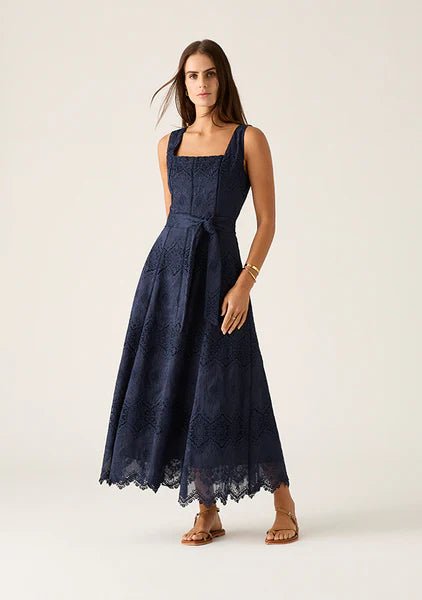 Mariana Embroidery Midi Dress - The Poolclub Monaco