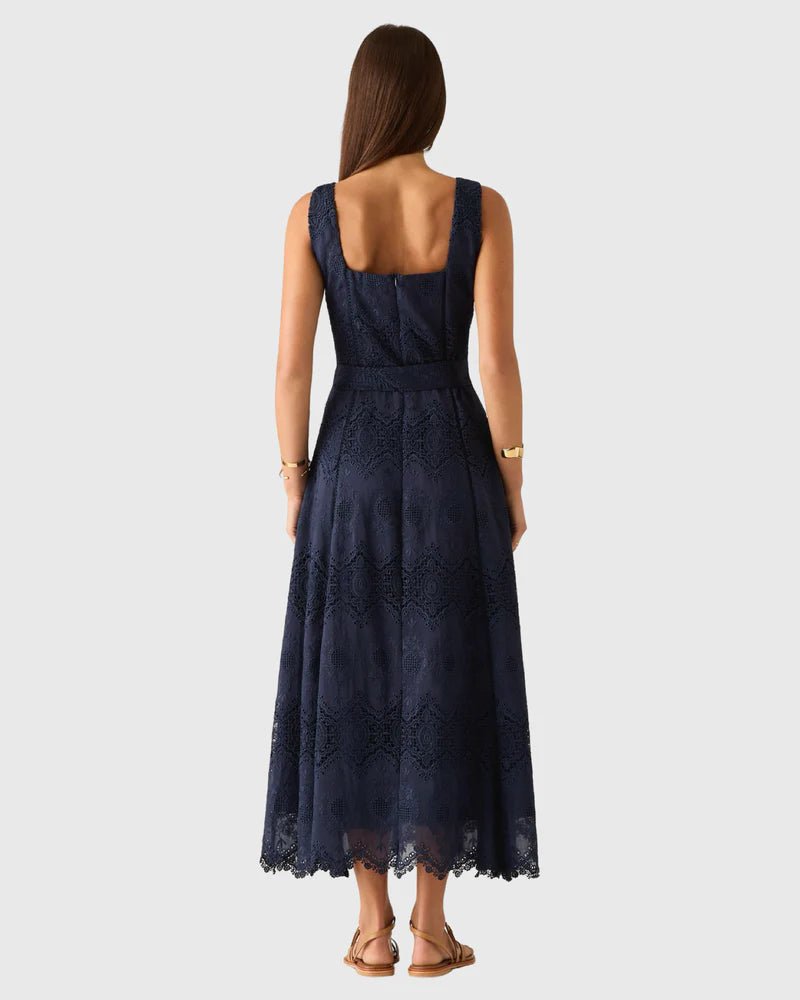 Mariana Embroidery Midi Dress - The Poolclub Monaco