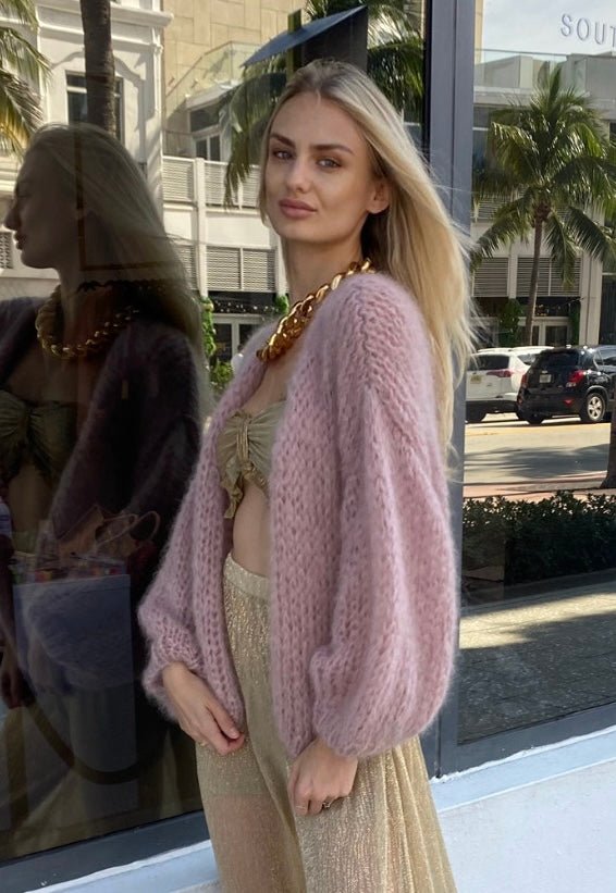 Mohair Bomber Cardigan Antique Pink MAIAMI - The Poolclub Monaco