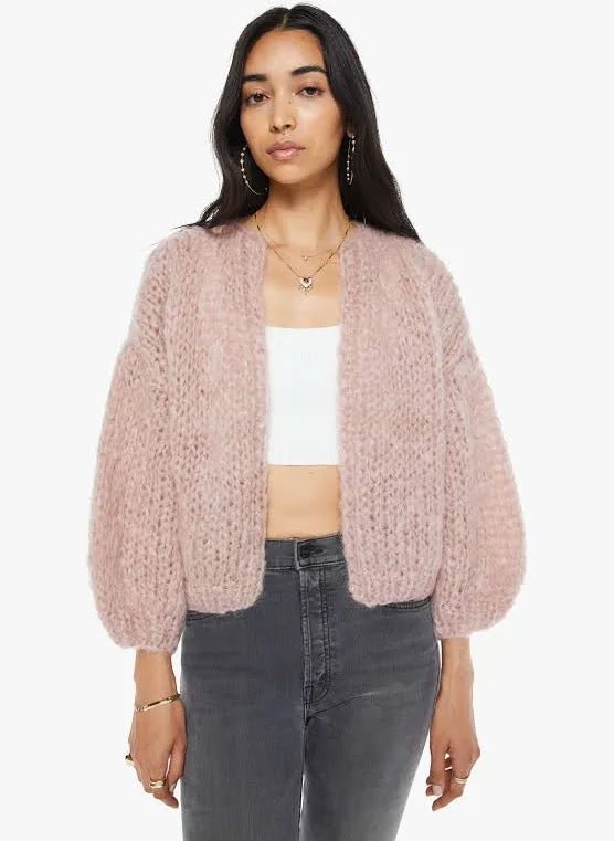 Mohair Bomber Cardigan Pink Melange MAIAMI - The Poolclub Monaco