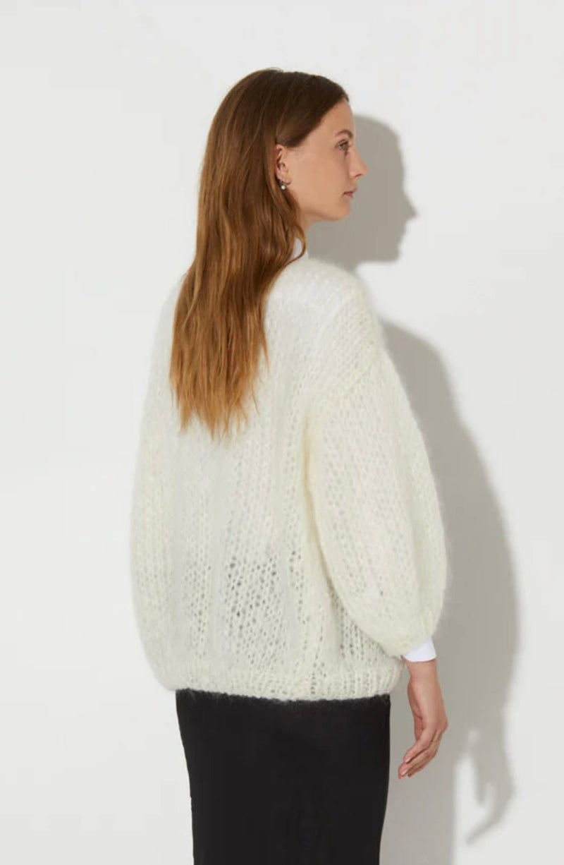 Mohair Long Cardigan White - The Poolclub Monaco