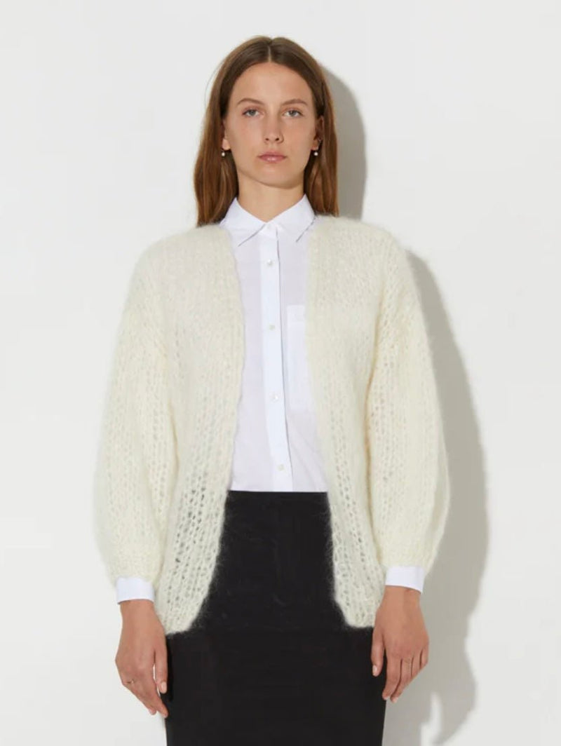 Mohair Long Cardigan White - The Poolclub Monaco