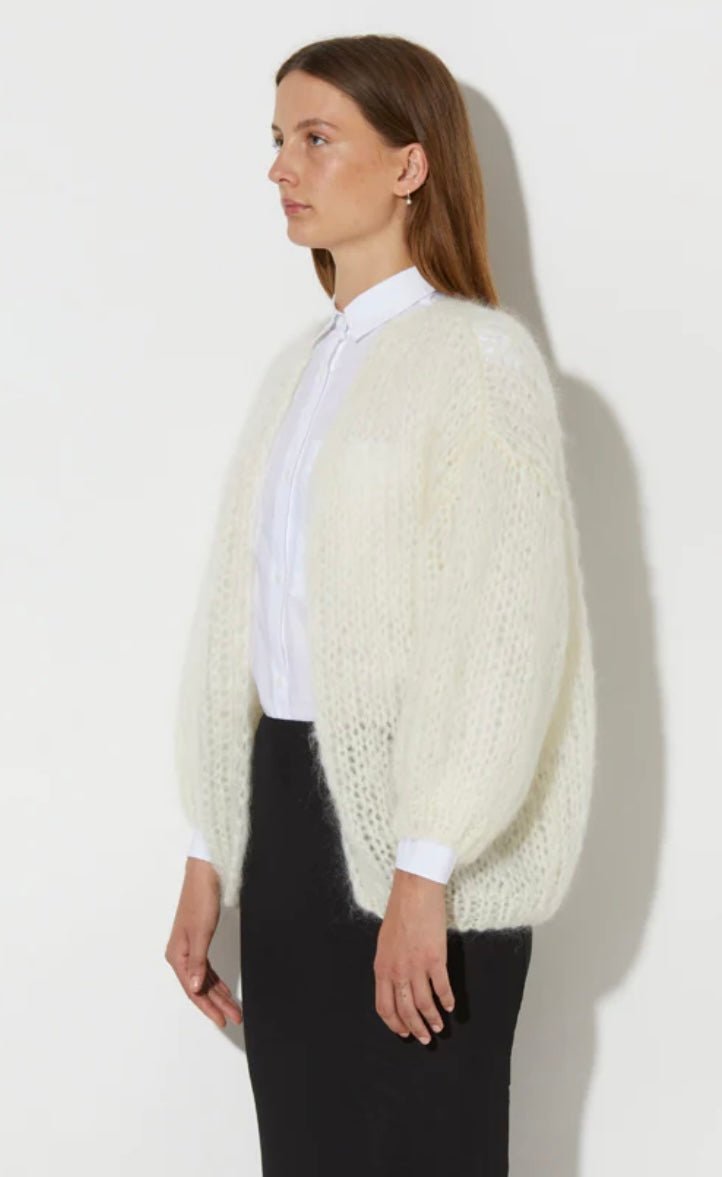 Mohair Long Cardigan White - The Poolclub Monaco