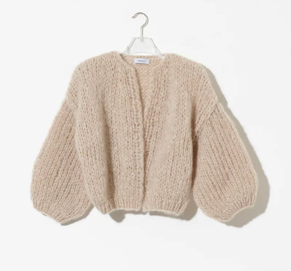 Mohair Small Cardigan Beige MAIAMI - The Poolclub Monaco