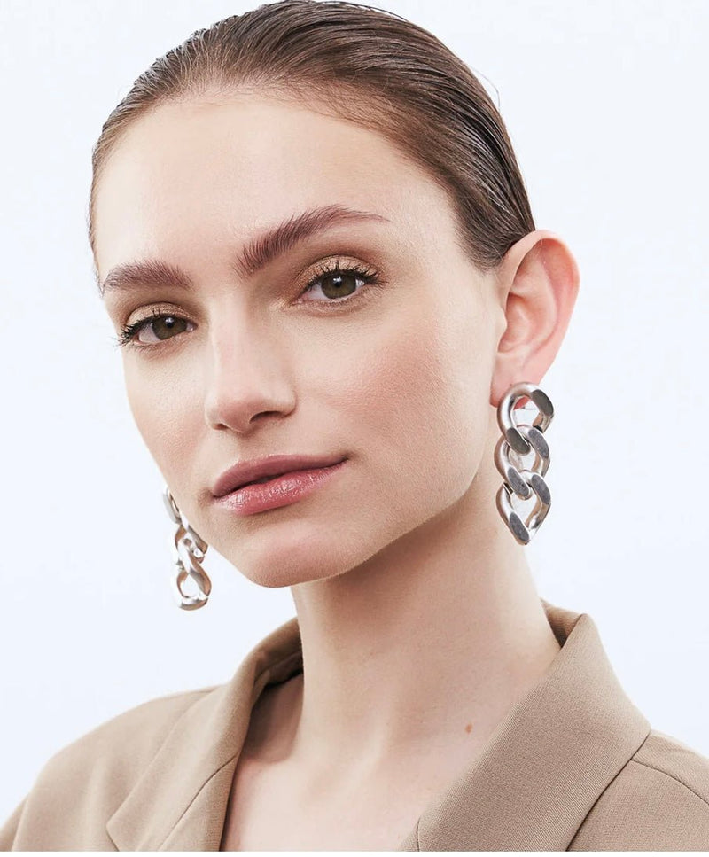 New Flat Chain Earring Silver VANESSA BARONI - The Poolclub Monaco