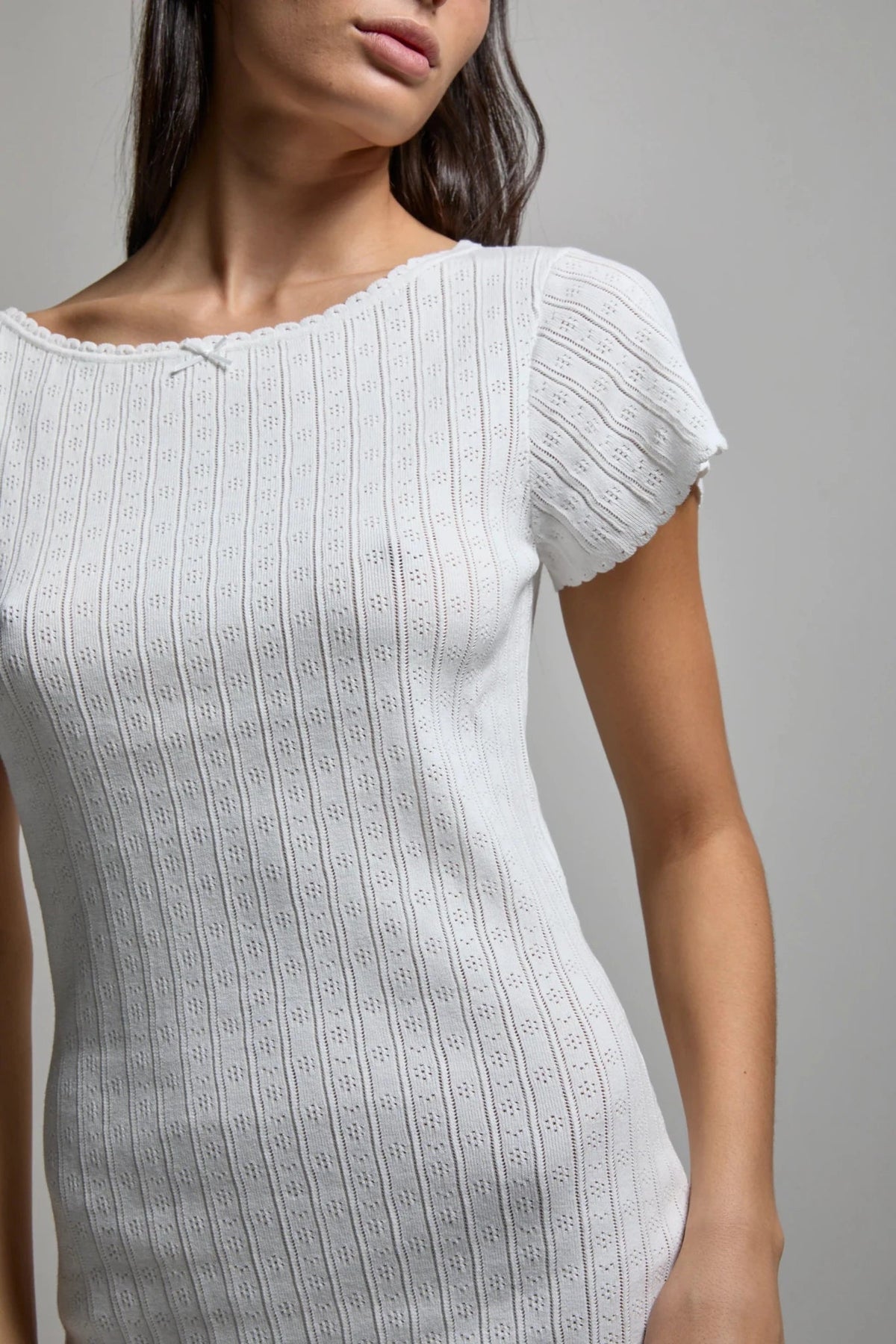 Piper Pointelle Dress Optic White ASHER THE LABEL - The Poolclub Monaco