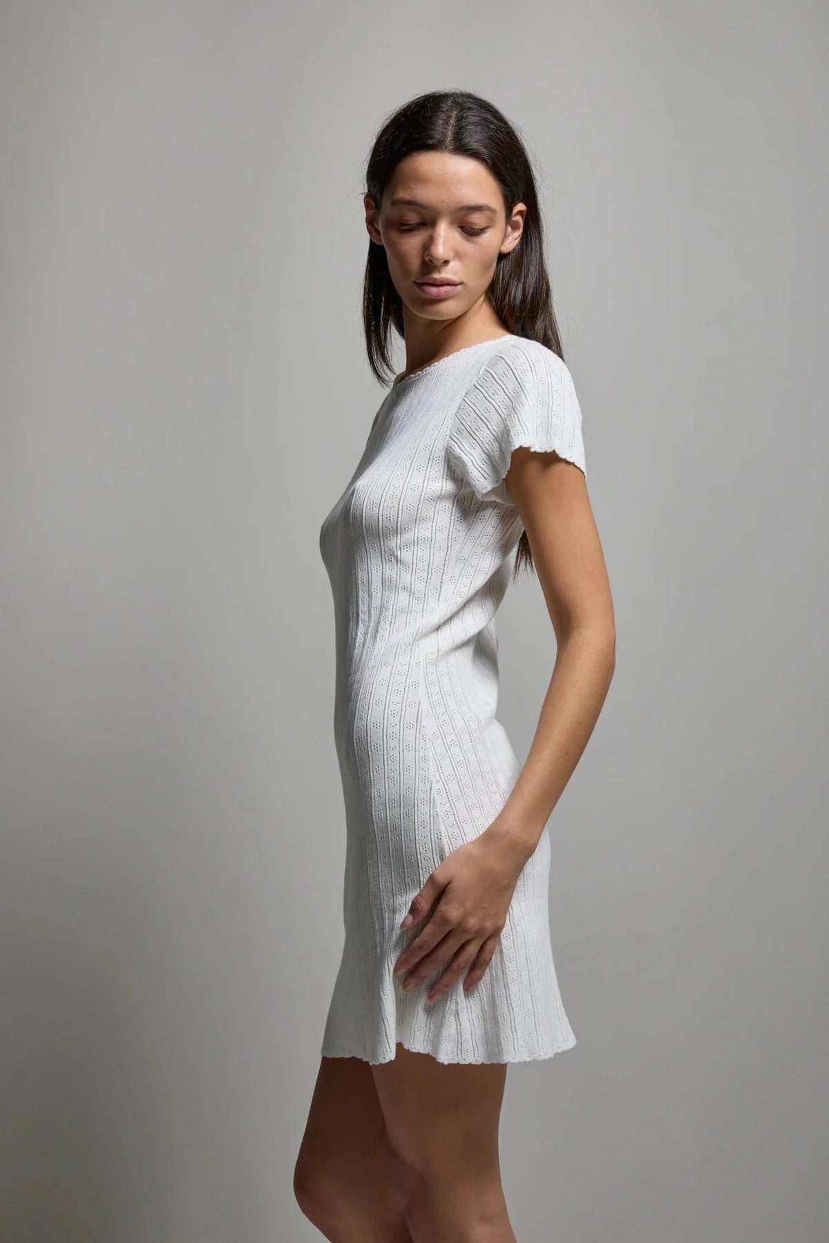 Piper Pointelle Dress Optic White ASHER THE LABEL - The Poolclub Monaco
