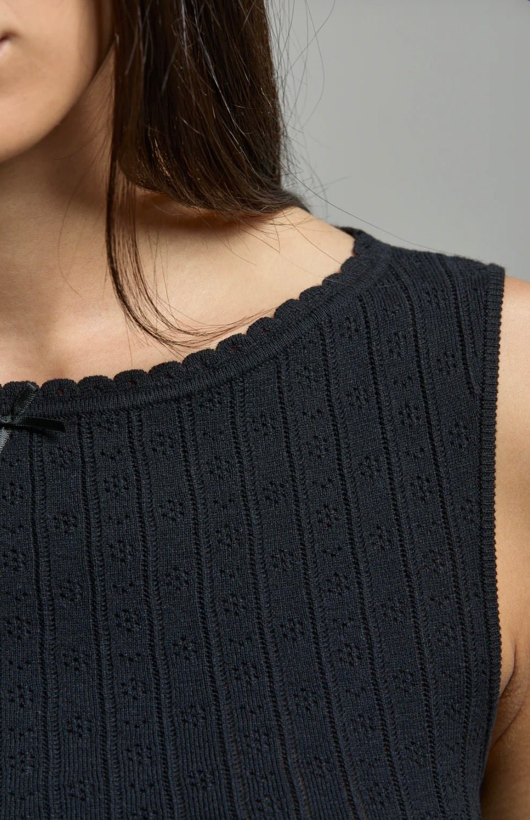 Piper Pointelle Tank Noir ASHER THE LABEL - The Poolclub Monaco