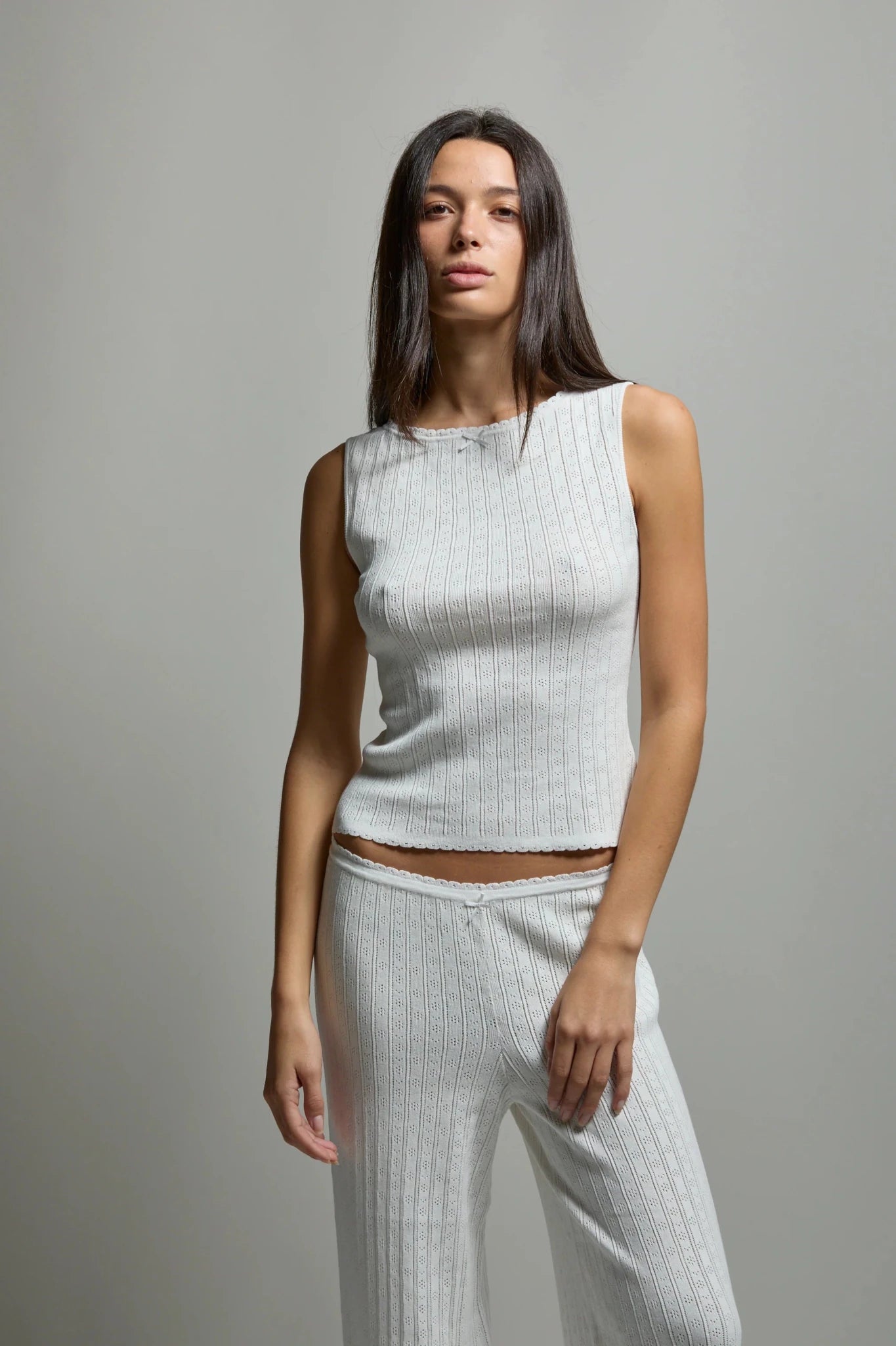 Pointelle Tank Blanc ASHER THE LABEL - The Poolclub Monaco