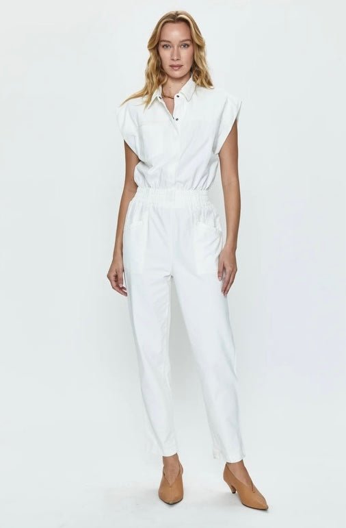 Rosie Cinched Waist Jumpsuit Porcelain PISTOLA - The Poolclub Monaco