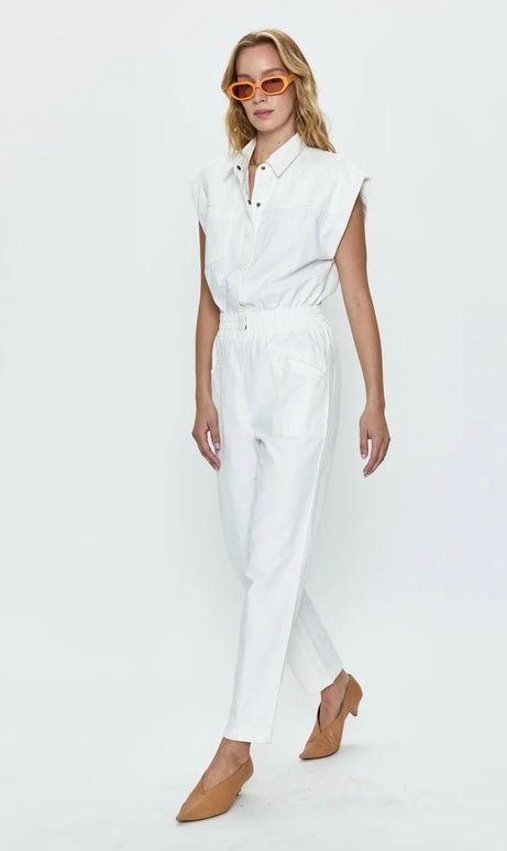 Rosie Cinched Waist Jumpsuit Porcelain PISTOLA - The Poolclub Monaco