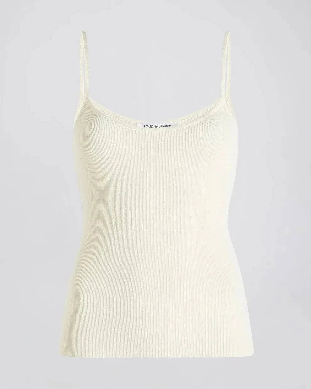 Selena Tank ecru lightweight knit slim fit tank top with square neckline