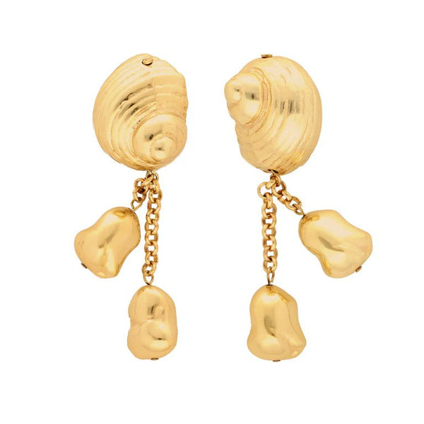 Shell Nugget Earring Gold VANESSA BARONI - The Poolclub Monaco