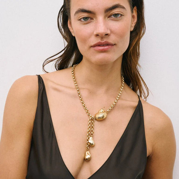 SHELL NUGGET NECKLACE GOLD VANESSA BARONI - The Poolclub Monaco