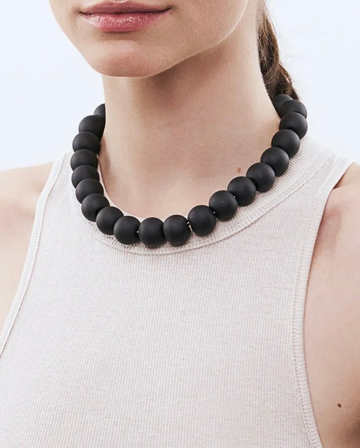 Small Beads Necklace Matt Black VANESSA BARONI - The Poolclub Monaco