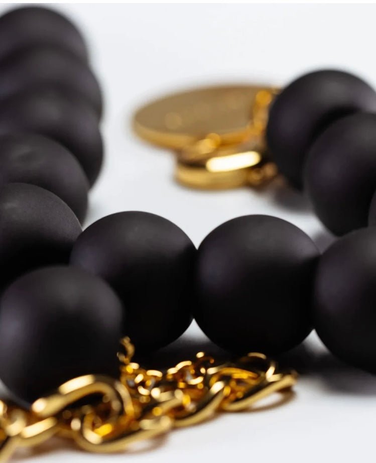 Small Beads Necklace Matt Black VANESSA BARONI - The Poolclub Monaco