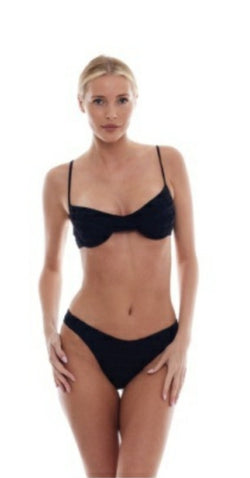 St. Tropez Underwire Bikini Black Squares LOVE&BIKINIS - The Poolclub Monaco