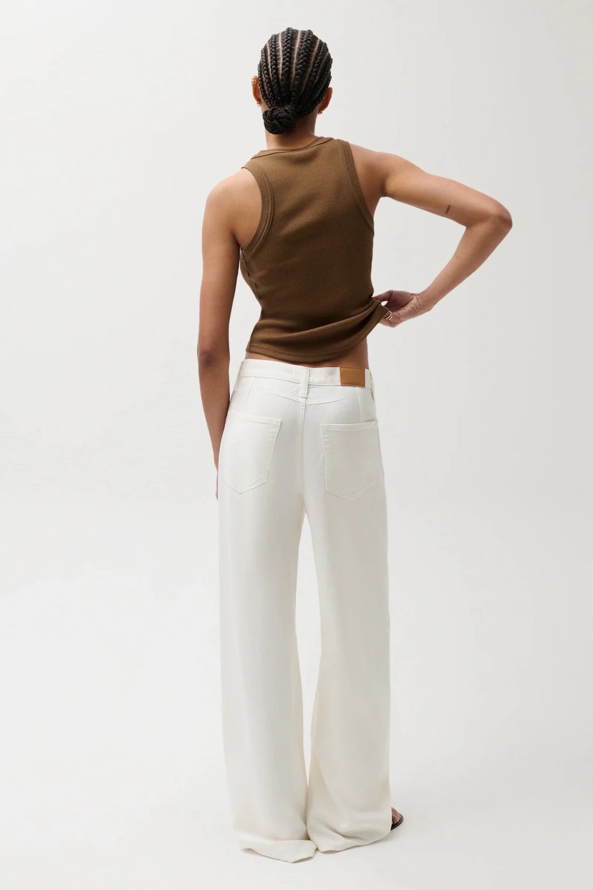 Sydney High Rise Linen Bowed Wide Leg Egret PISTOLA - The Poolclub Monaco