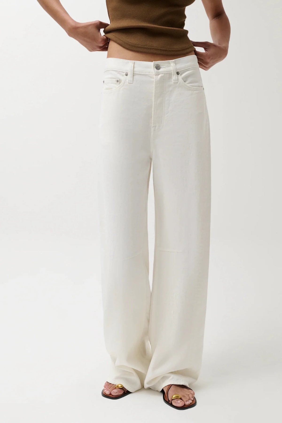 Sydney High Rise Linen Bowed Wide Leg Egret PISTOLA - The Poolclub Monaco