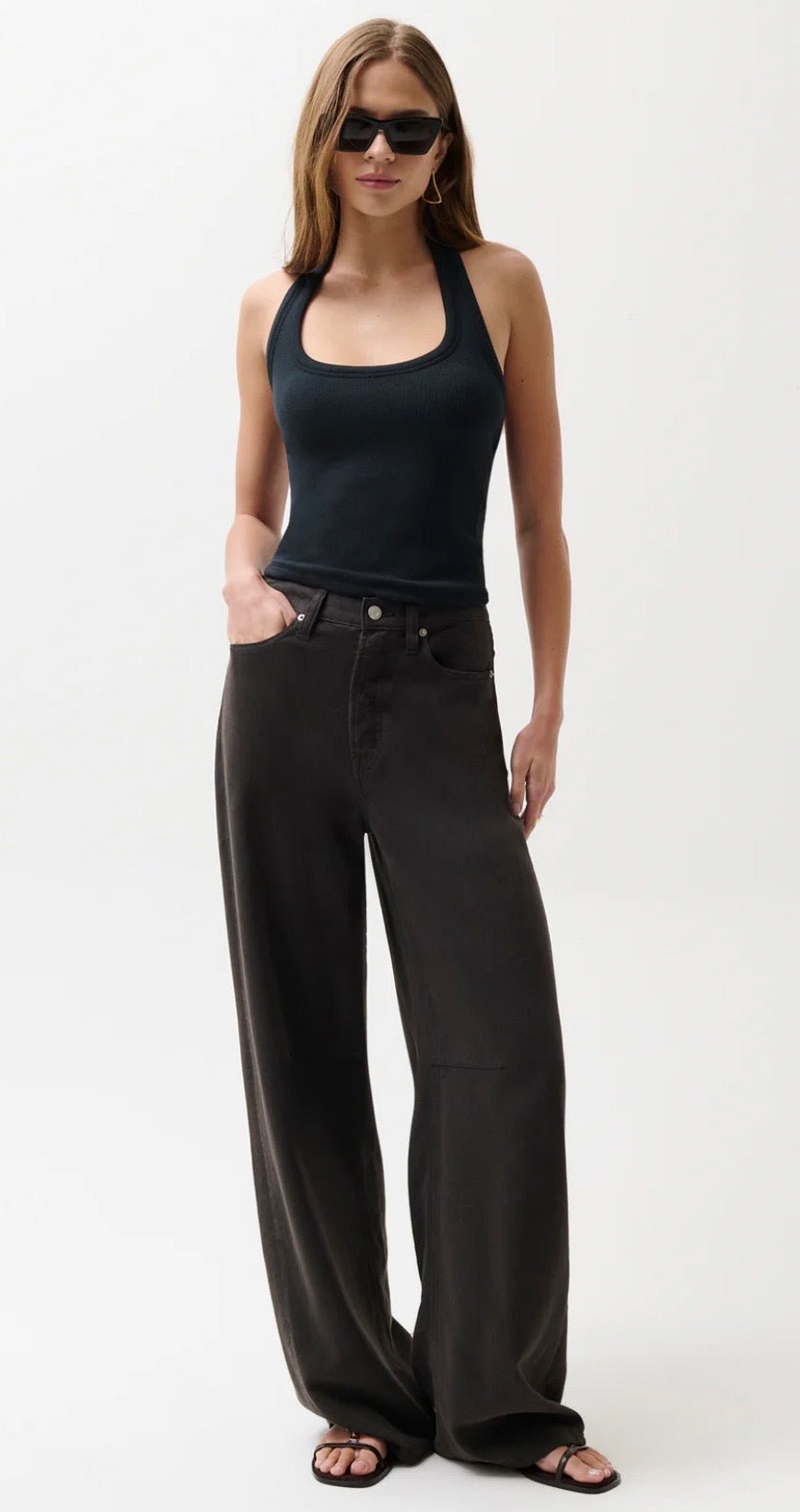 Sydney High Rise Wide Leg Egret PISTOLA DENIM - The Poolclub Monaco
