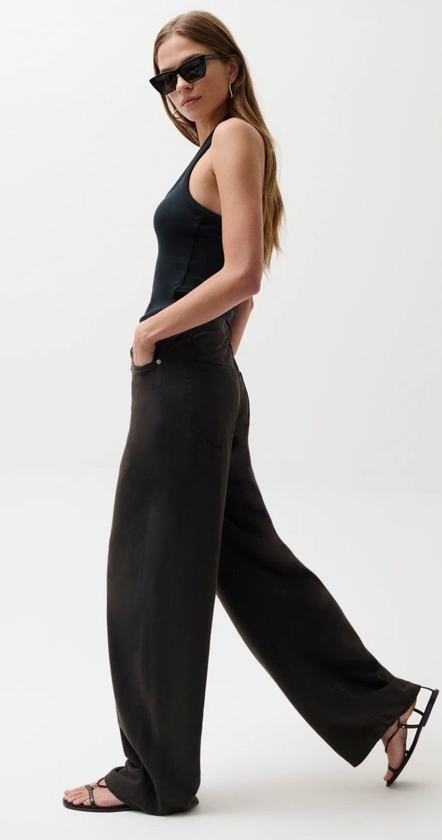 Sydney High Rise Wide Leg Egret PISTOLA DENIM - The Poolclub Monaco