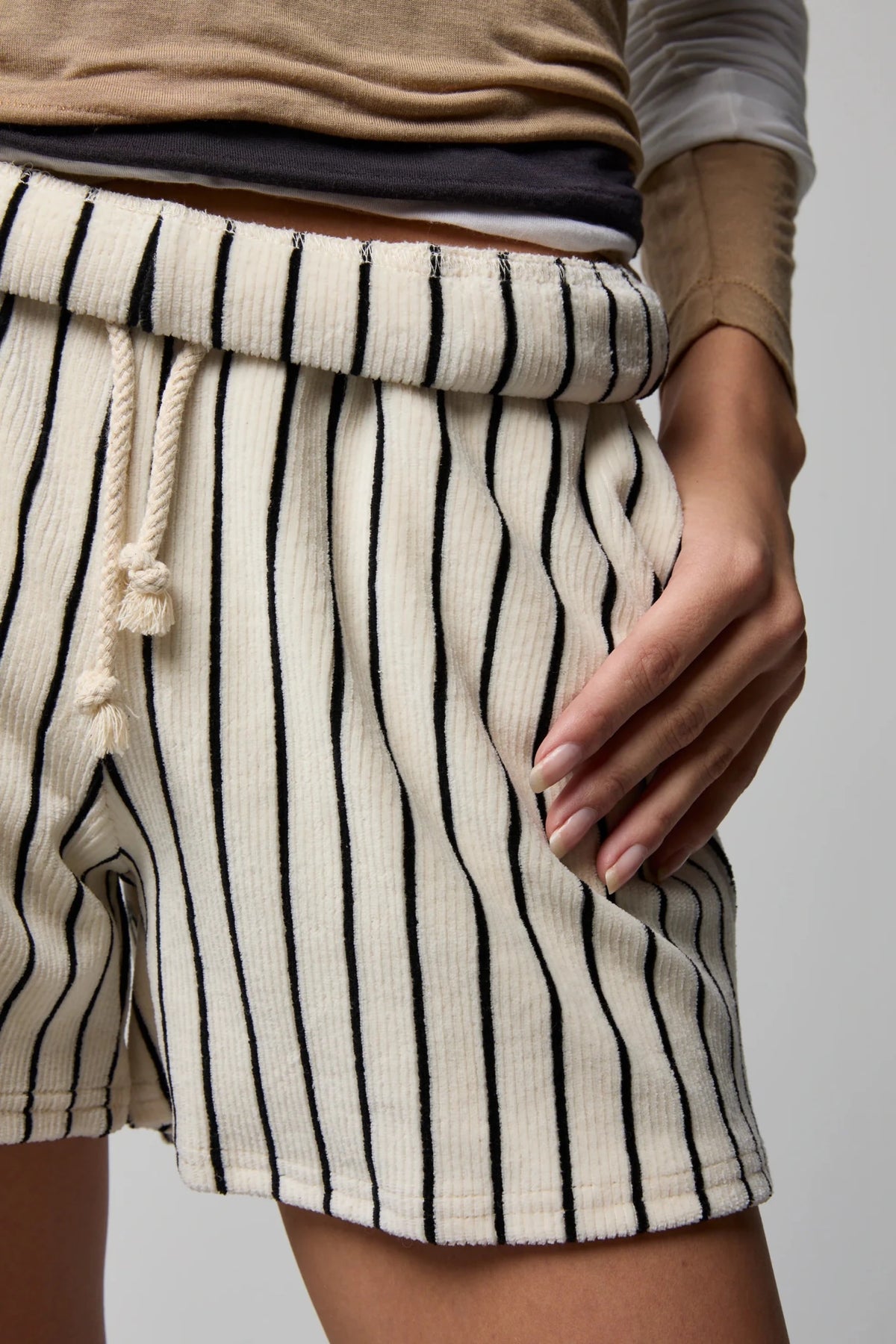 Teri Velour Short Natural/Black Stripe ASHER THE LABEL - The Poolclub Monaco