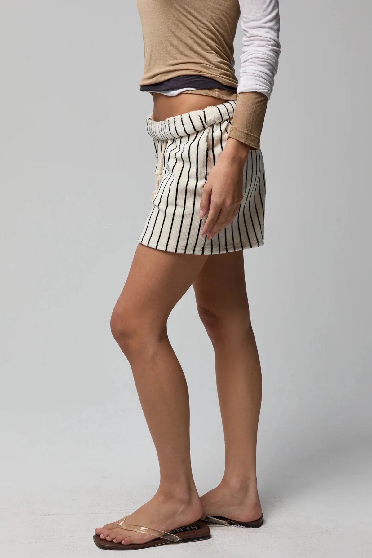 Teri Velour Short Natural/Black Stripe ASHER THE LABEL - The Poolclub Monaco