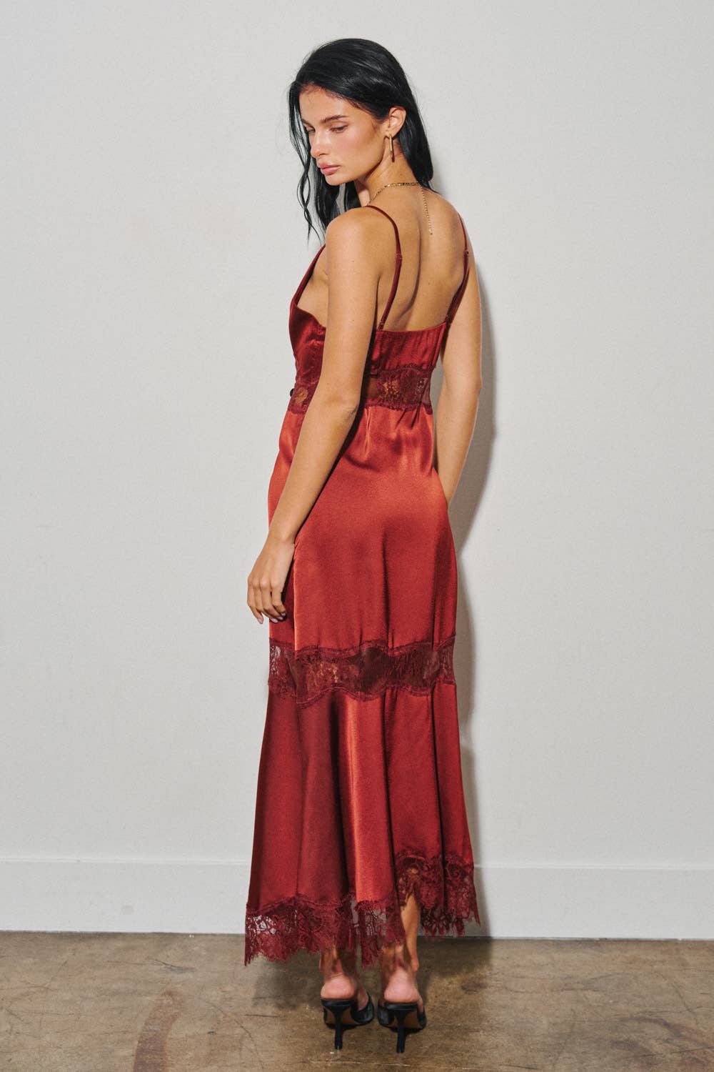 The Bella Lace Dress Oxblood - The Poolclub Monaco