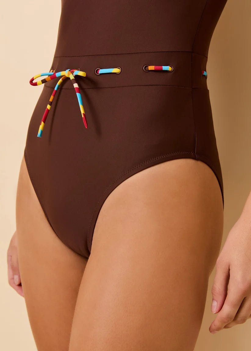 The Michelle One Piece Truffle SOLID & STRIPED - The Poolclub Monaco