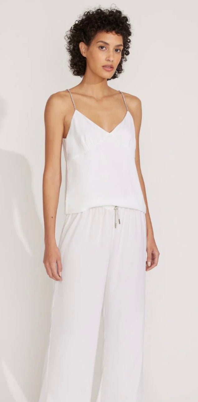 The Rosetta Rhinestone Cami Marshmallow SOLID&STRIPED - The Poolclub Monaco