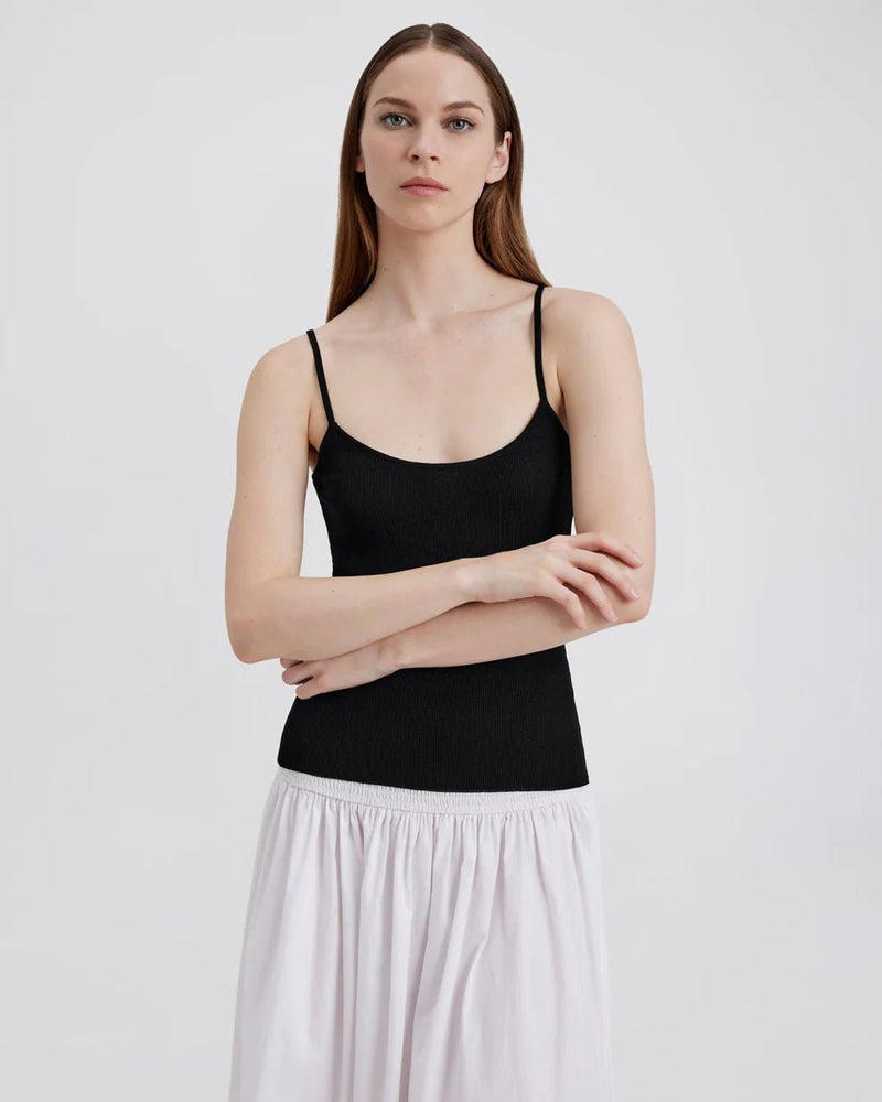 The Selena Tank Noir SOLID&STRIPED - The Poolclub Monaco