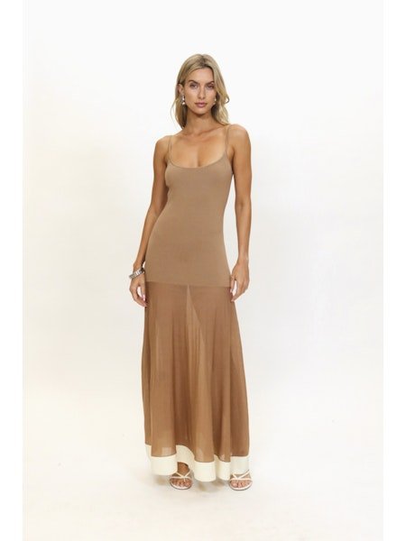 The Tess Dress Camel SOLID&STRIPED - The Poolclub Monaco