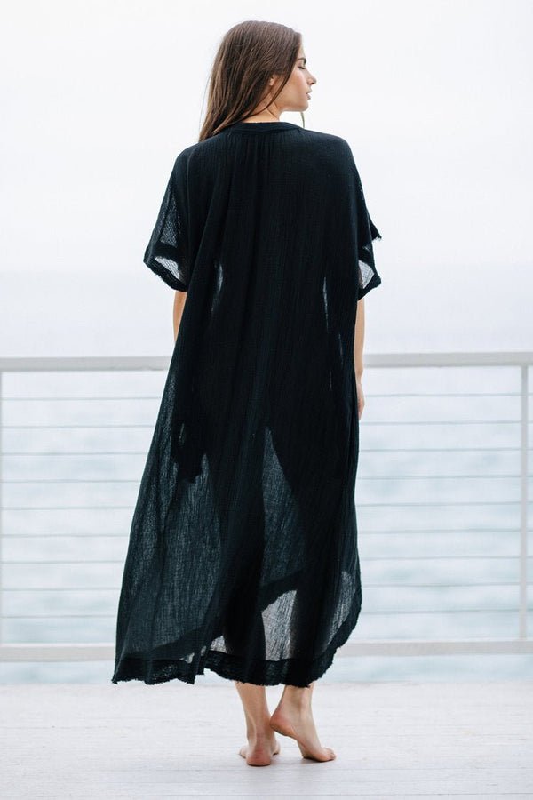 Tunisia Caftan Black 9SEED - The Poolclub Monaco