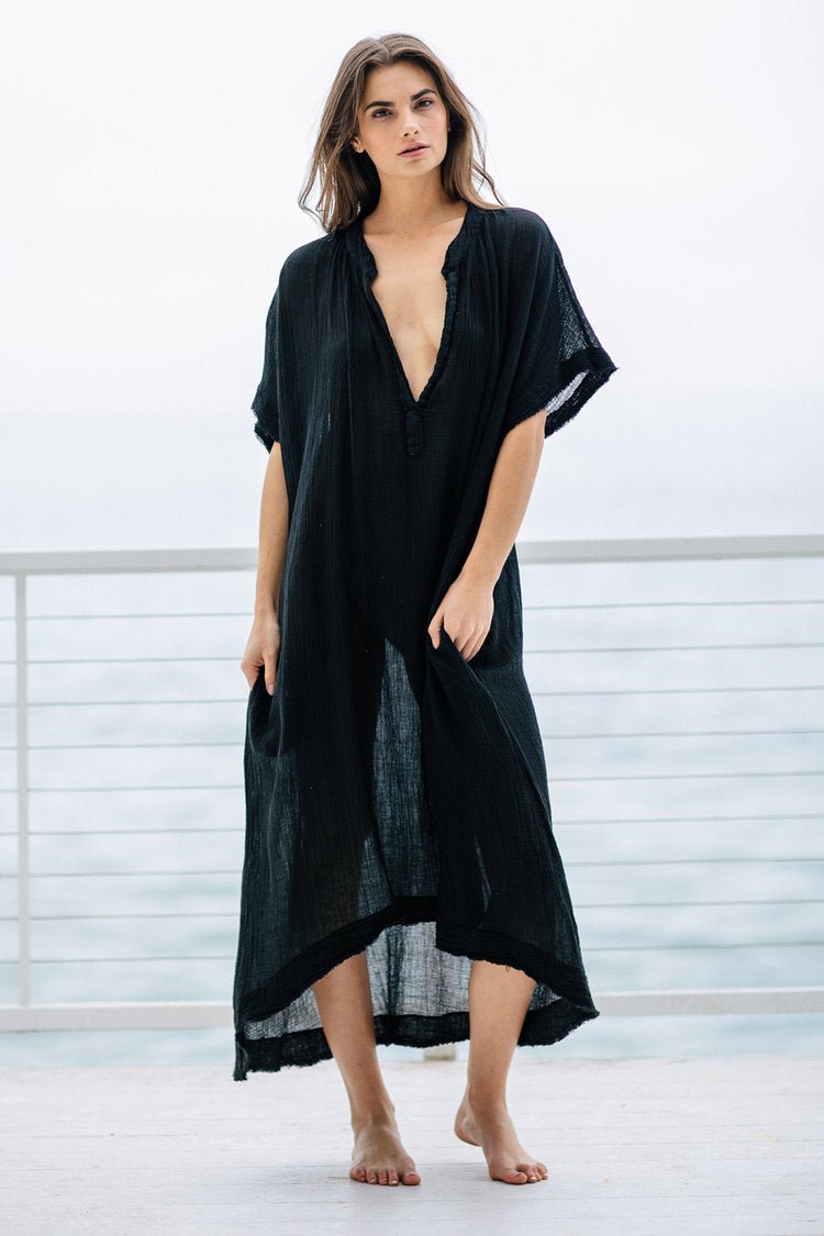 Tunisia Caftan Black 9SEED - The Poolclub Monaco