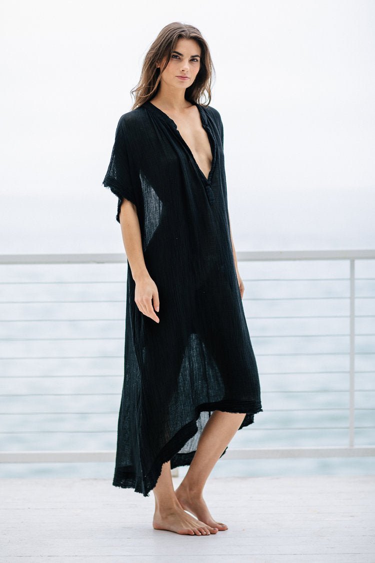 Tunisia Caftan Black 9SEED - The Poolclub Monaco