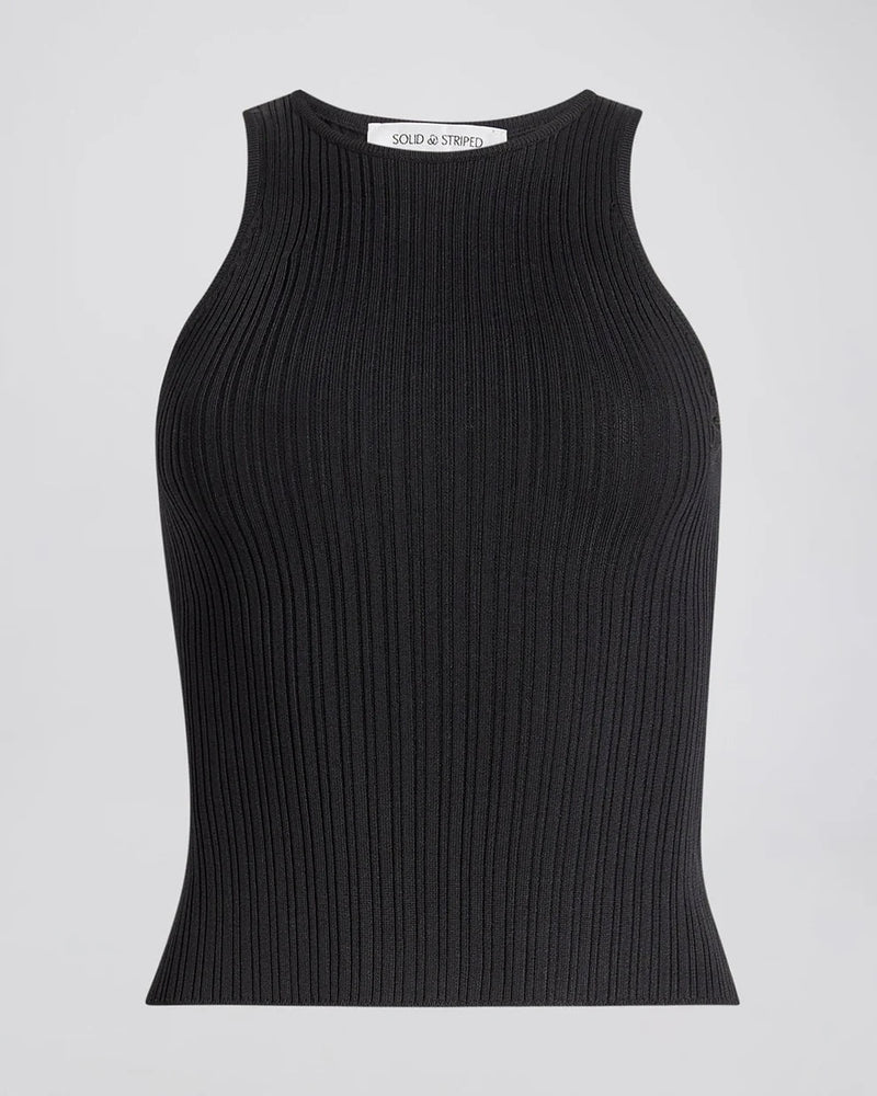 Varena Tank Noir SOLID&STRIPED - The Poolclub Monaco