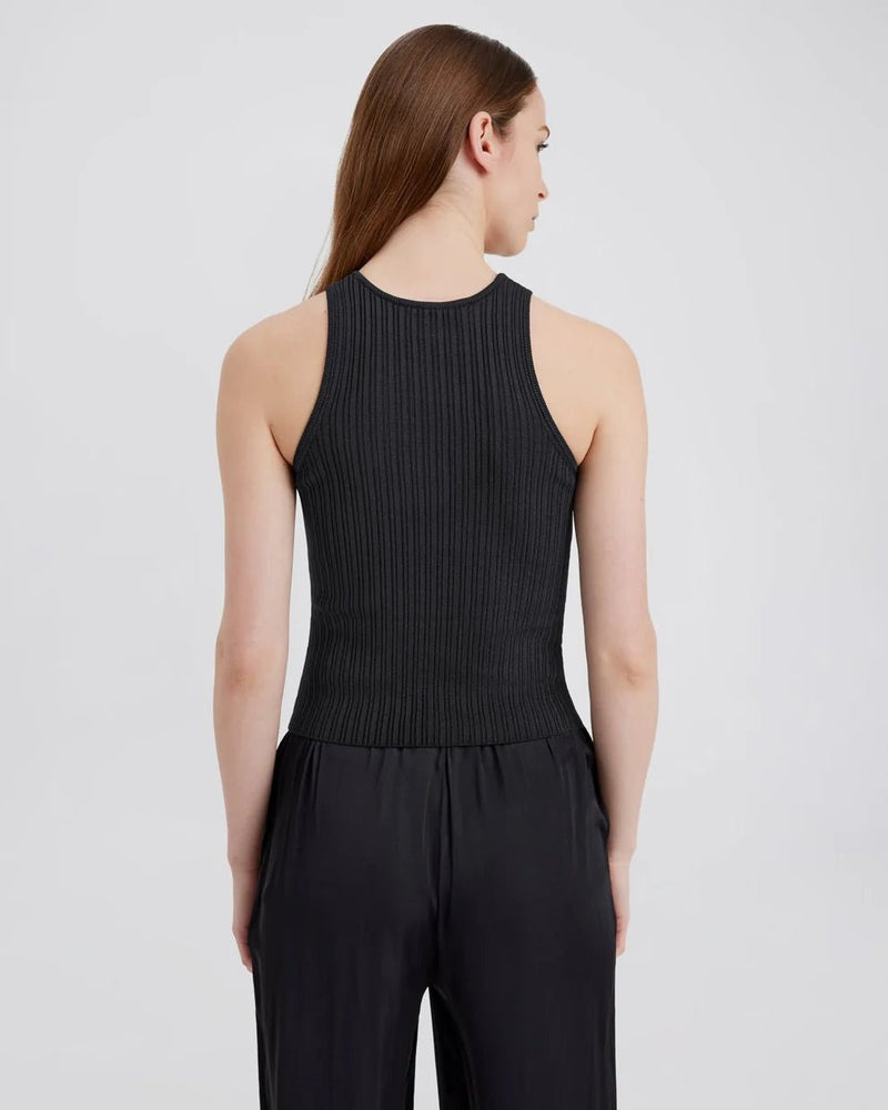 Varena Tank Noir SOLID&STRIPED - The Poolclub Monaco