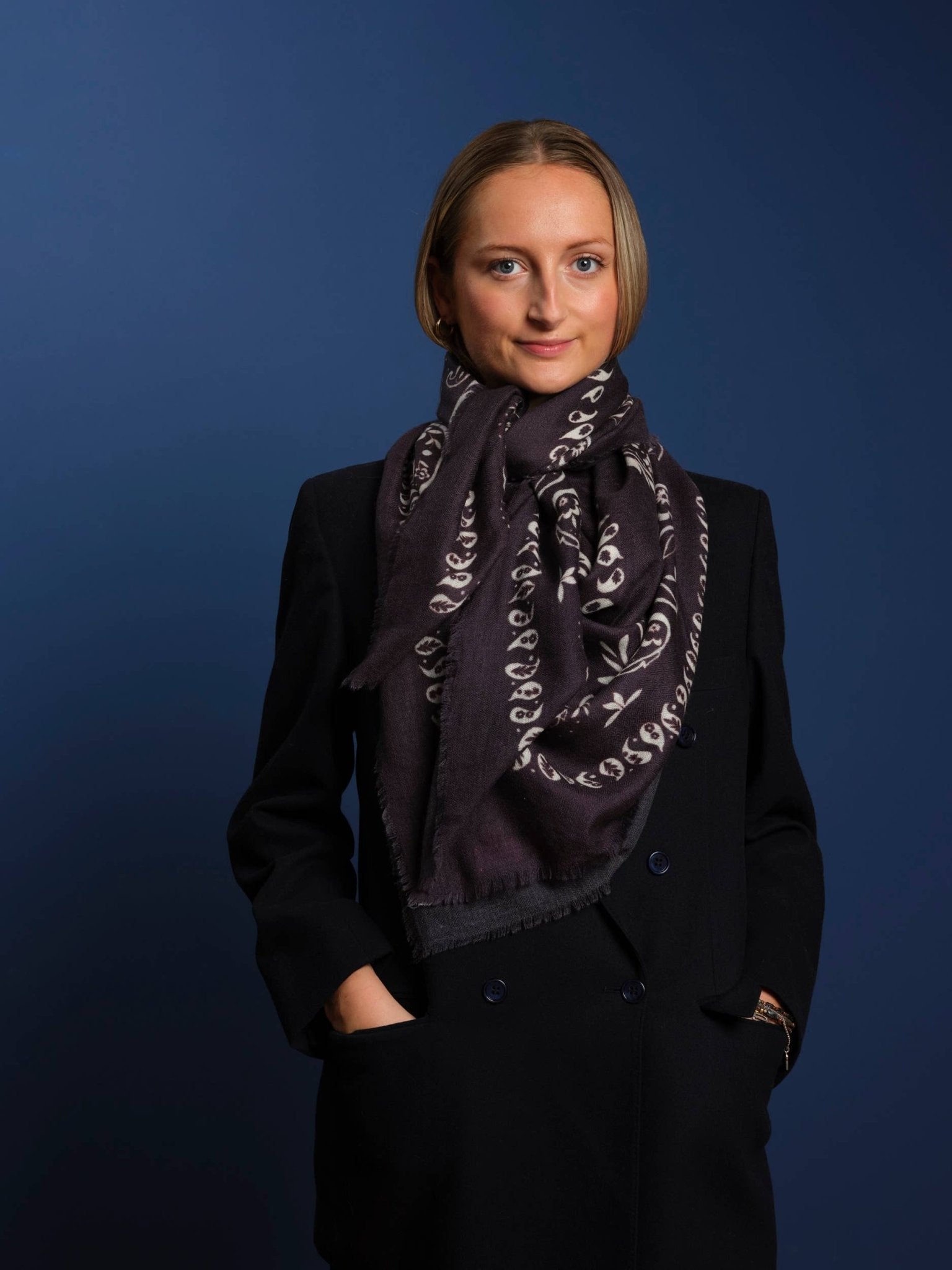 XL Cashmere Bandana Scarf Marine - The Poolclub Monaco